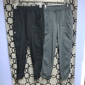 TWO Small Scrubstar Black and Gray Scrubs Pants!